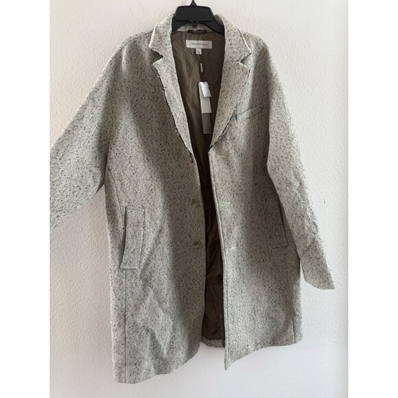 CALVIN KLEIN JEANS Men's Crombie Oversized Coat Size large cedar bark NWT 248$ - Picture 8 of 16